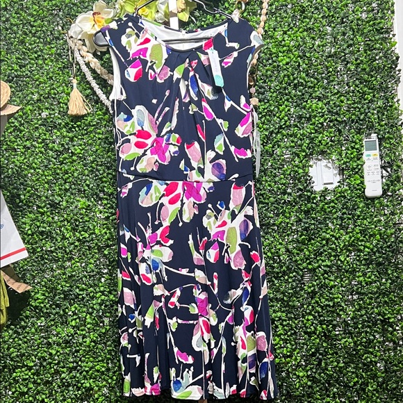 Wisp Dresses & Skirts - Wisp Ceena Jersey Navy Floral Sleeveless Midi Dress - Multicolor Floral size 10